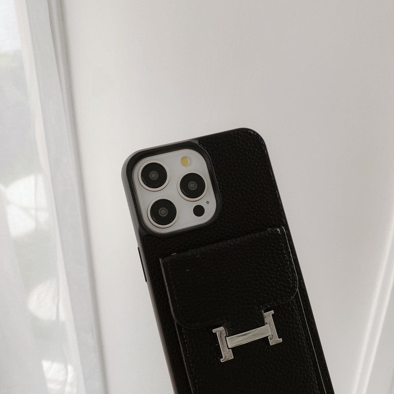 Herm Card Bag Leather Crossbody iPhone Case