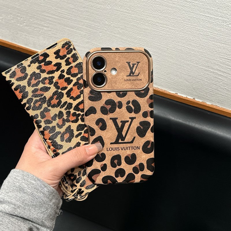 Louis Brown & Purple Color Leather iPhone Case
