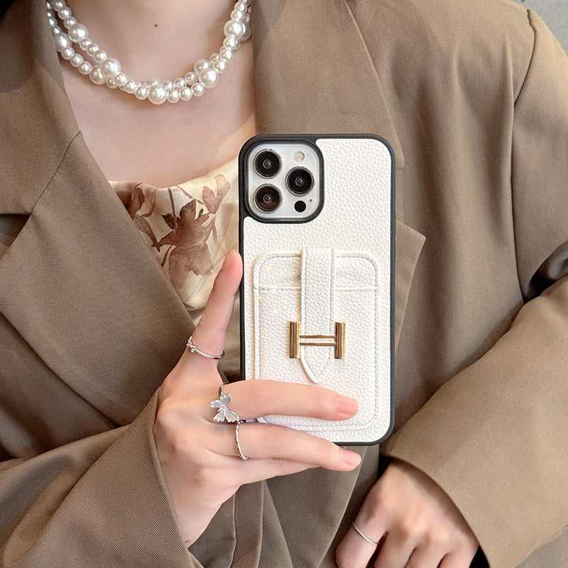 Herm Card Holder Leather iPhone Case