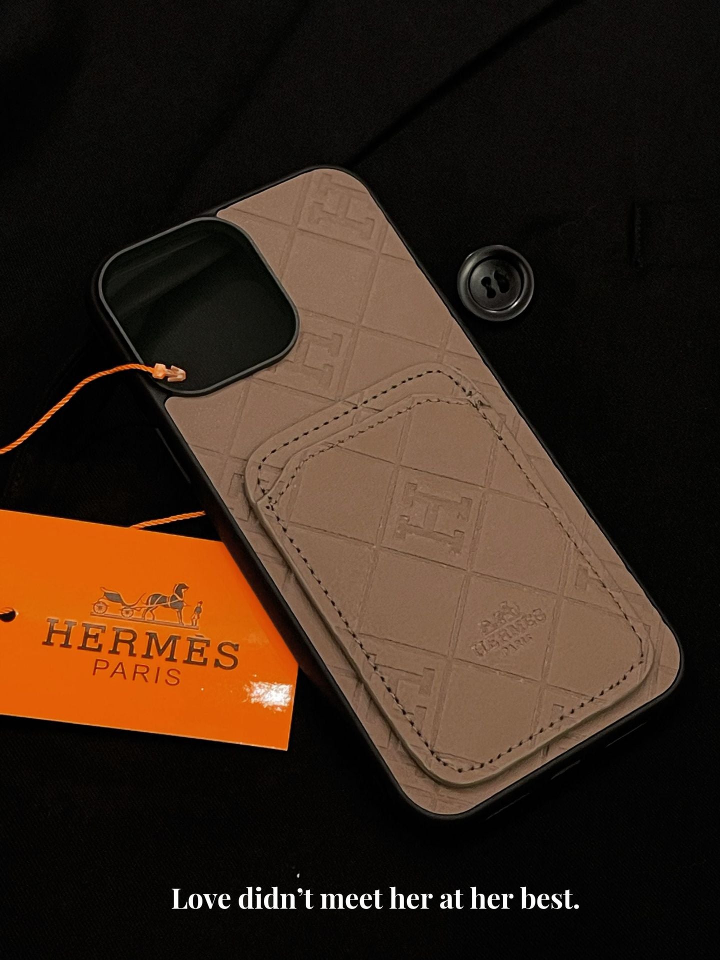 Herm Leather Card Holder iPhone Case
