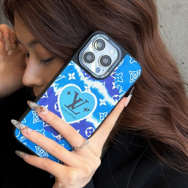 Louis Blue Leather iPhone Case