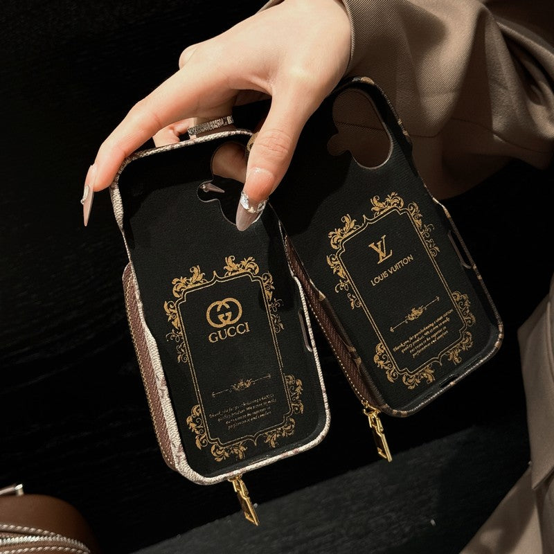 Louis GG Gold Logo Cardbag iPhone Case