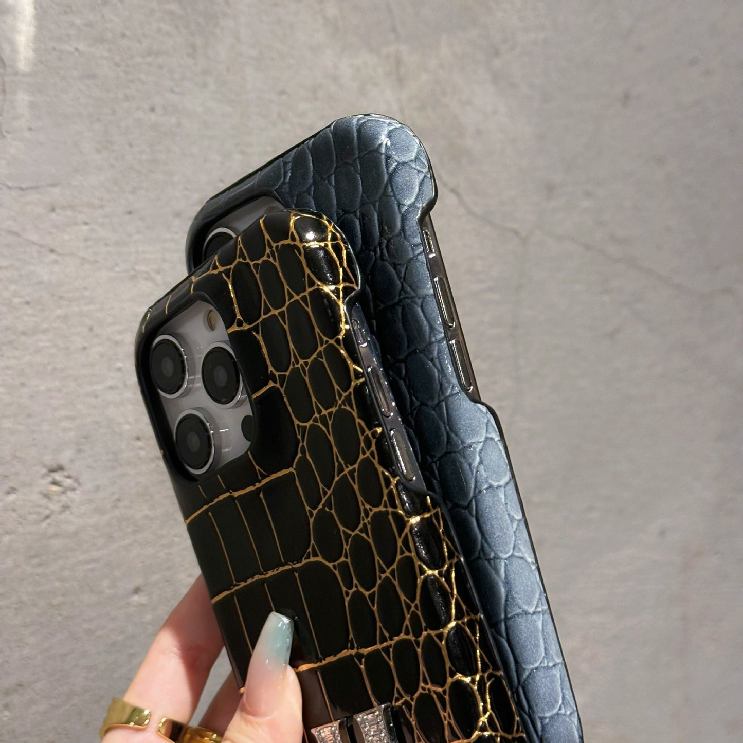 Herm Crocodile Pattern Leather iPhone Case