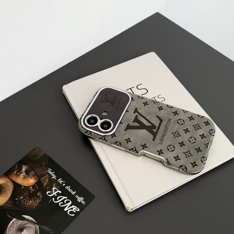 Louis Brown & Black Color Leather iPhone Case