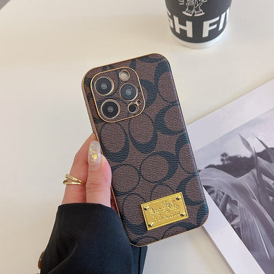 Coa Gold Logo Leather iPhone Case