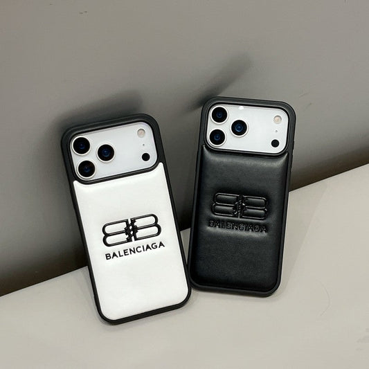 BB Black & White Leather iPhone Case