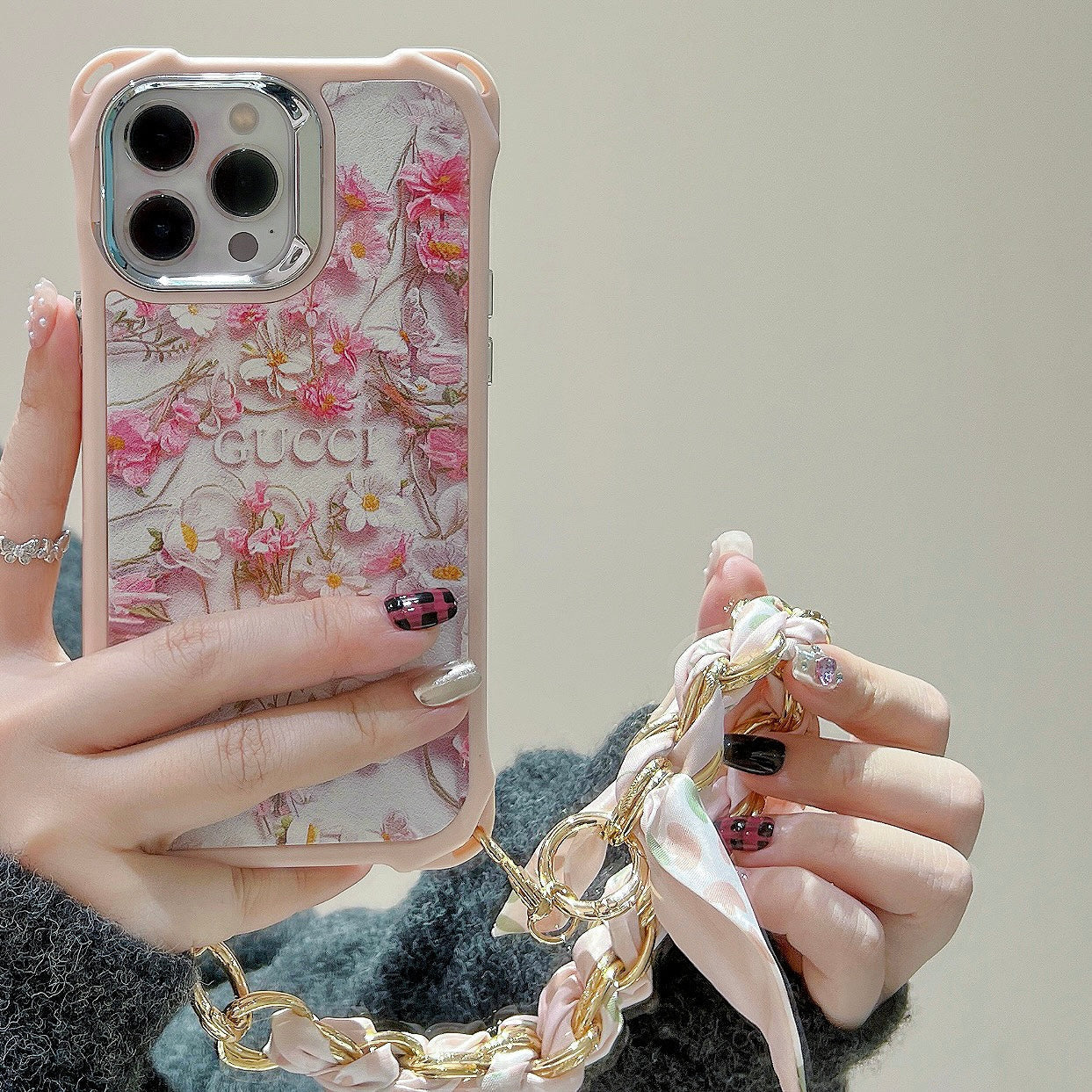 CD Blue & Pink Flowers Scarves iPhone Case