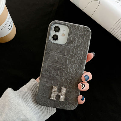 H Crocodile Pattern Color Leather iPhone Case