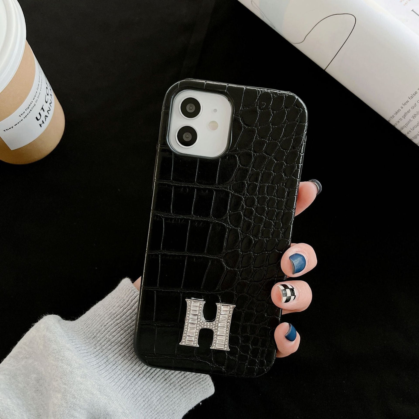 H Crocodile Pattern Color Leather iPhone Case