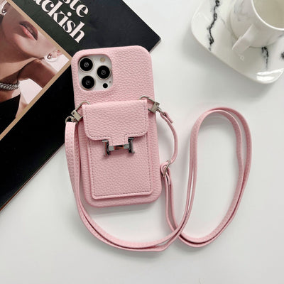 H Card Holder Leather Chain iPhone Case