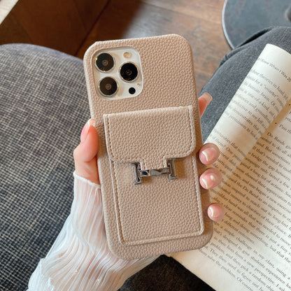 H Card Holder Leather iPhone 17 Case