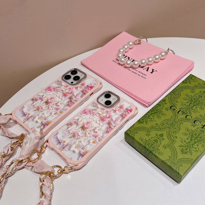 CD Blue & Pink Flowers Scarves iPhone Case