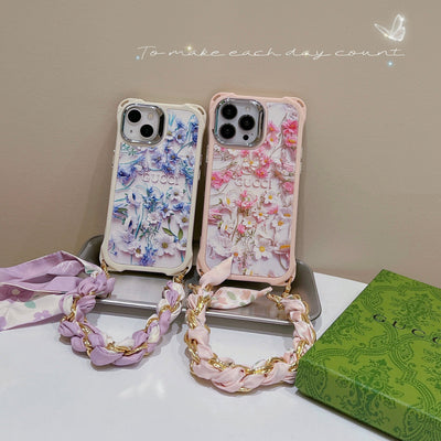 CD Blue & Pink Flowers Scarves iPhone Case