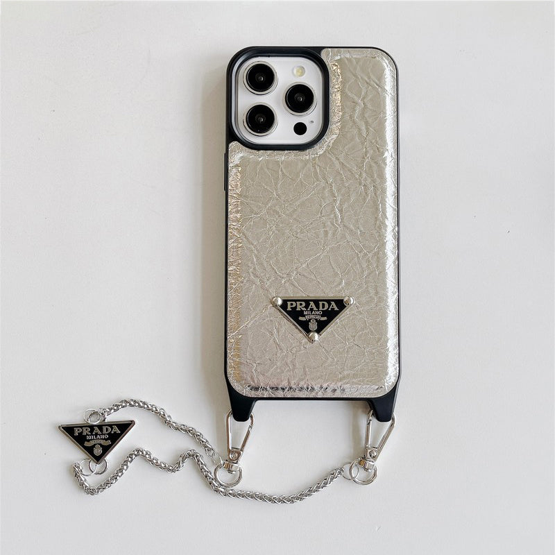 Pra Leather Crossbody Chain iPhone Case