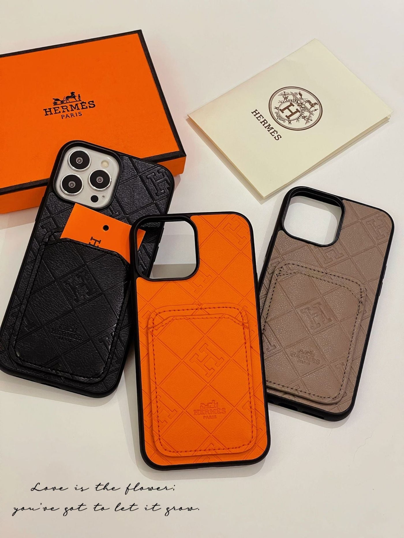 H Leather Card Holder iPhone Case