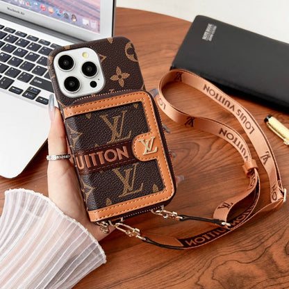 Louis GG Card Holder Chain iPhone Case