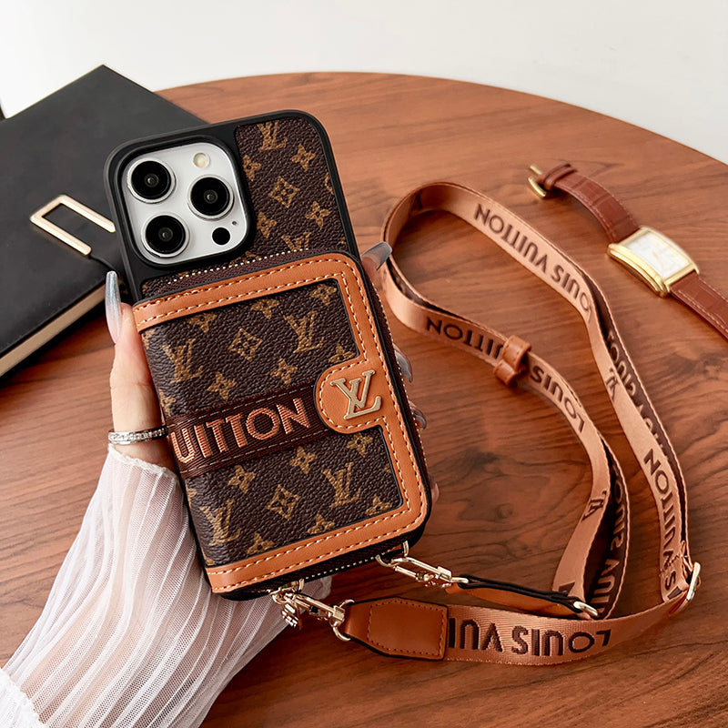 Louis GG Card Holder Chain iPhone Case