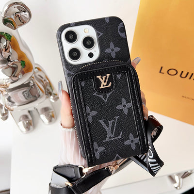 Louis GG Card Holder Chain iPhone Case