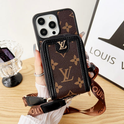 Louis GG Card Holder Chain iPhone Case