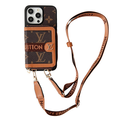 Louis GG Card Holder Chain iPhone Case