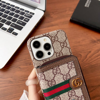 Louis GG Card Holder Chain iPhone Case