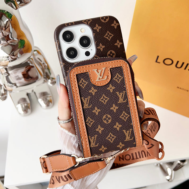 Louis GG Card Holder Chain iPhone Case