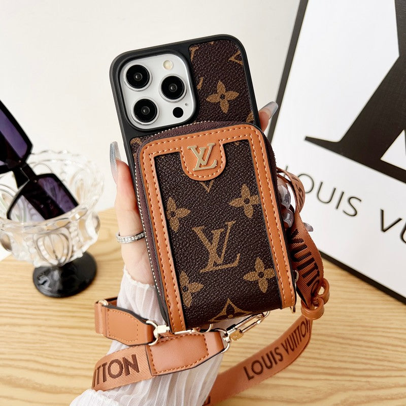 Louis GG Card Holder Chain iPhone Case