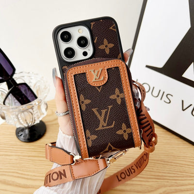 Louis GG Card Holder Chain iPhone Case