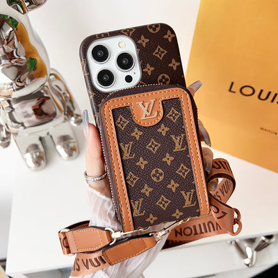 Louis GG Card Holder Chain iPhone Case