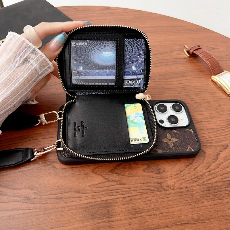 Louis GG Card Holder Chain iPhone Case