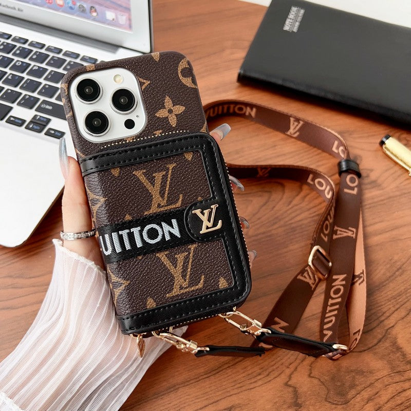 Louis GG Card Holder Chain iPhone Case