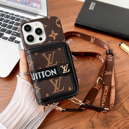 Louis GG Card Holder Chain iPhone Case