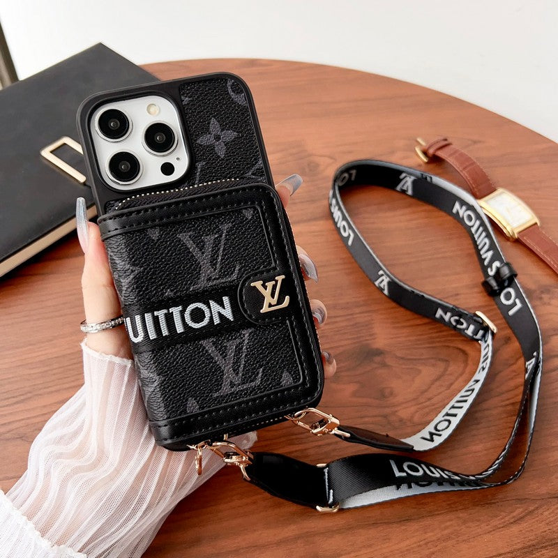 Louis GG Card Holder Chain iPhone Case