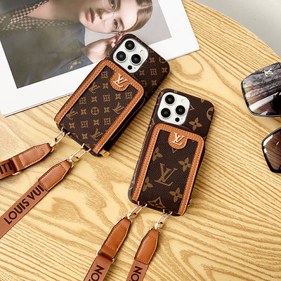 Louis GG Card Holder Chain iPhone Case