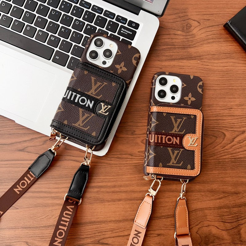 Louis GG Card Holder Chain iPhone Case