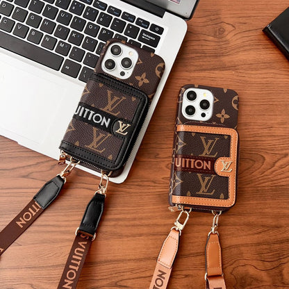 Louis GG Card Holder Chain iPhone Case