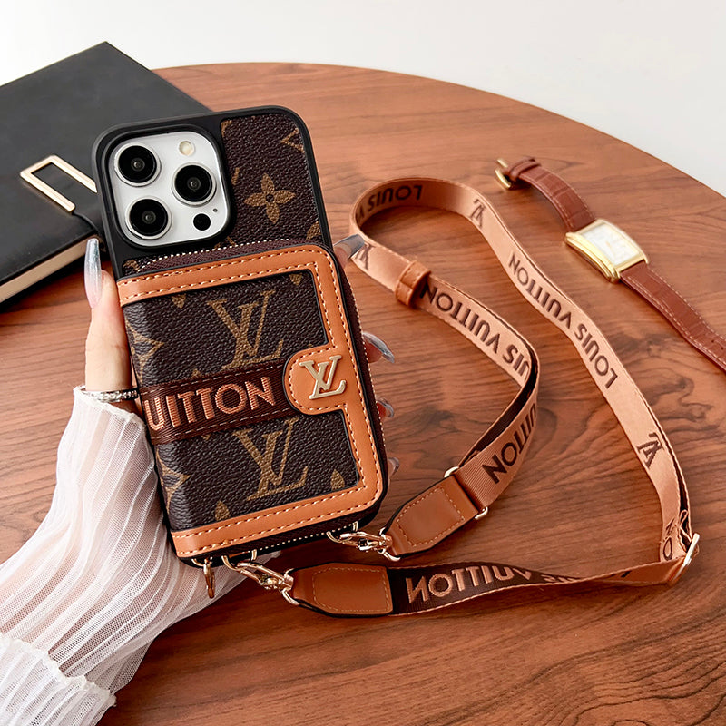 Louis GG Card Holder Chain iPhone Case