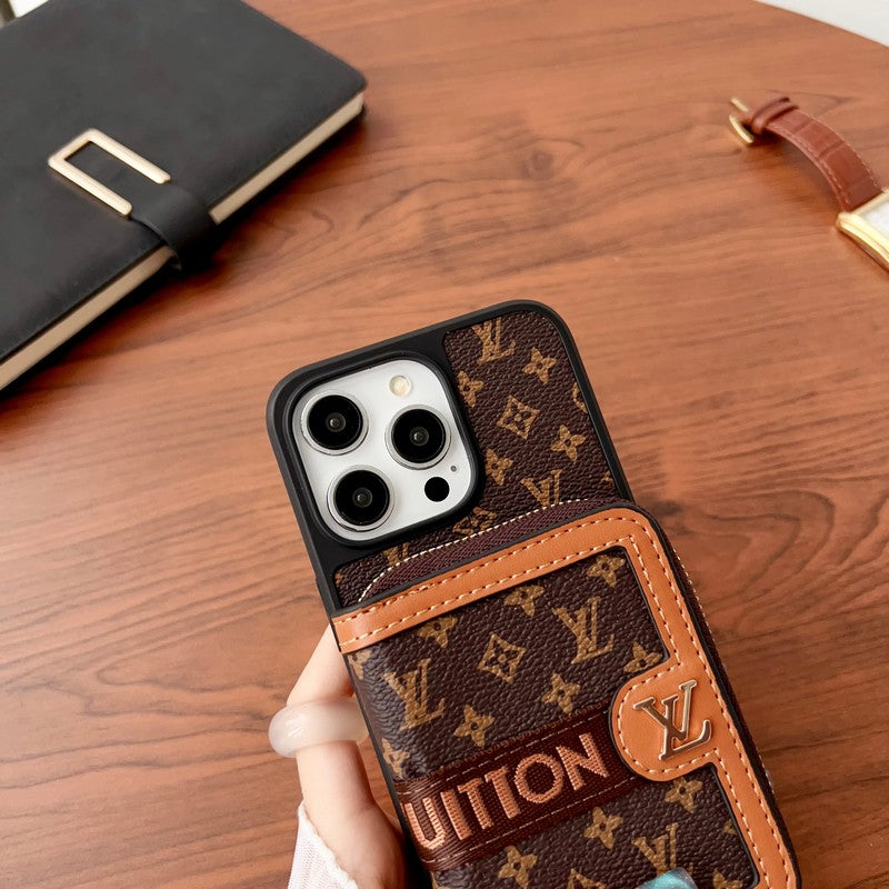 Louis GG Card Holder Chain iPhone Case