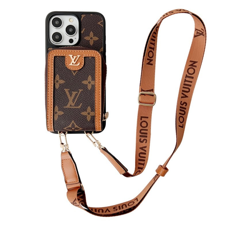 Louis GG Card Holder Chain iPhone Case