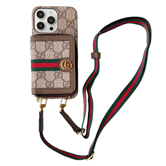 Louis GG Card Holder Chain iPhone Case