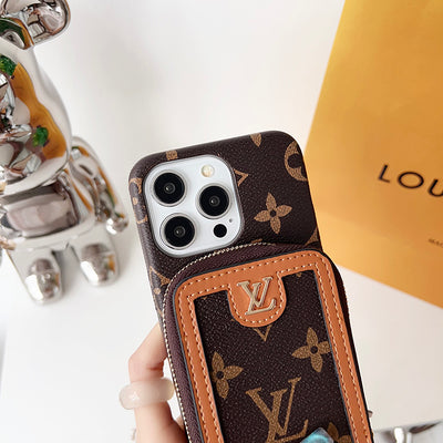 Louis GG Card Holder Chain iPhone Case