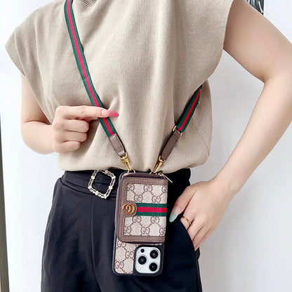 Louis GG Card Holder Chain iPhone Case