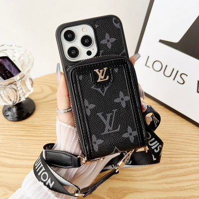 Louis GG Card Holder Chain iPhone Case