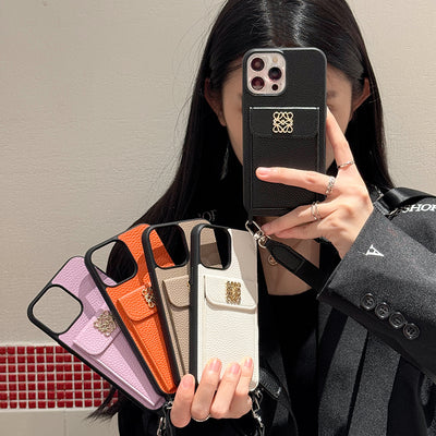 Loe Card Holder Black Crossbody Chain iPhone Case