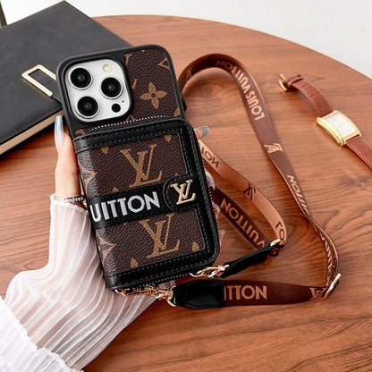 Louis GG Card Holder Chain iPhone Case