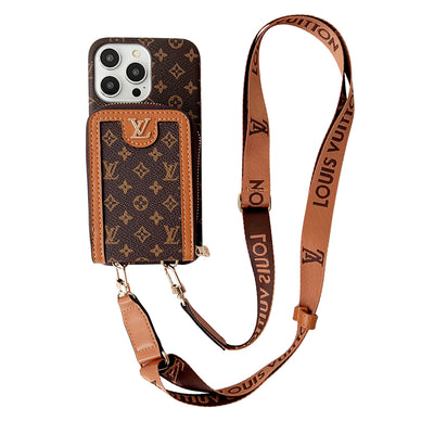 Louis GG Card Holder Chain iPhone Case