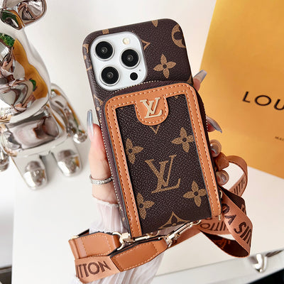 Louis GG Card Holder Chain iPhone Case