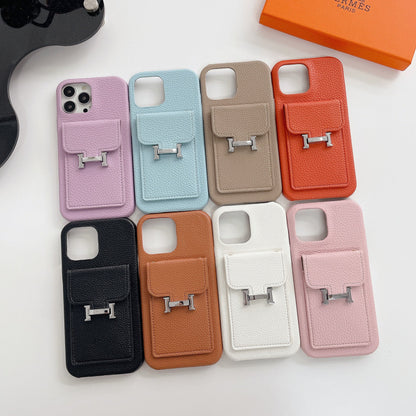 Herm Card Holder Leather iPhone Case