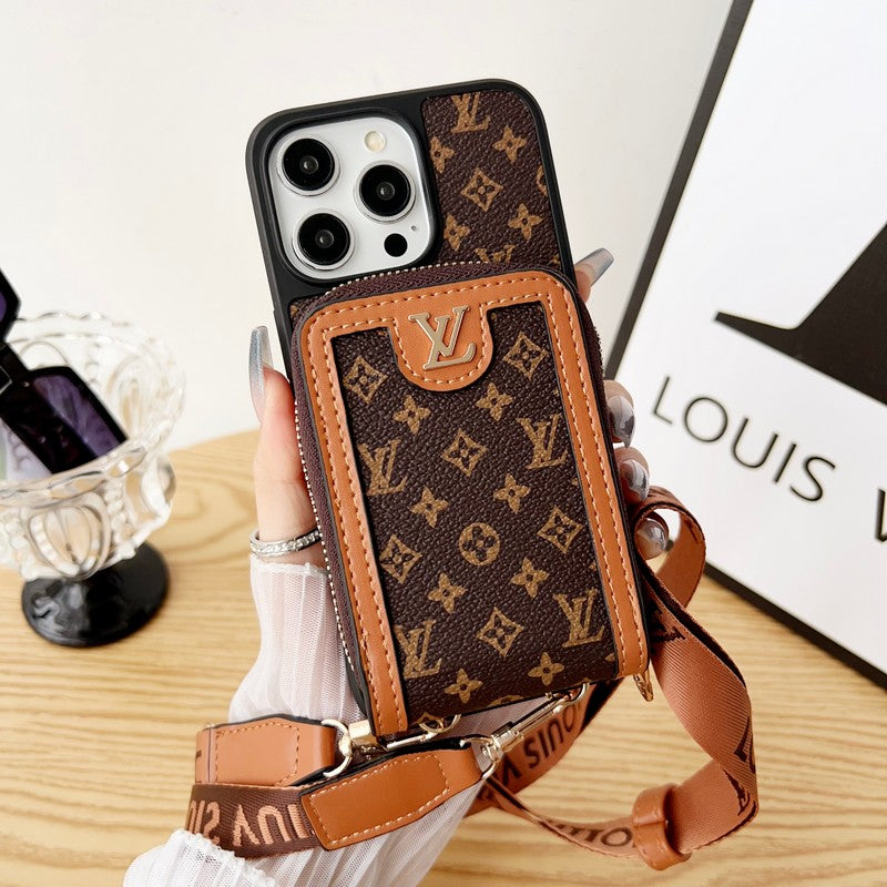 Louis GG Card Holder Chain iPhone Case