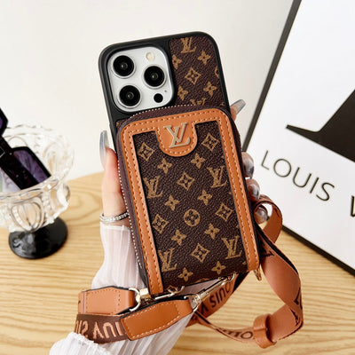 Louis GG Card Holder Chain iPhone Case